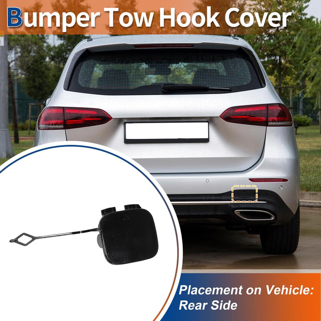 ACROPIX Rear Car Bumper Toe Hook Cover for Mercedes Benz W246 Set of 1 B-Class 2015-2018, Black, A2468851422,