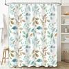 Watercolor Leaves Shower Curtain Green White Floral Print Decor for Bathroom 180cm x 152cm Waterproof Fabric Durable Home Decor