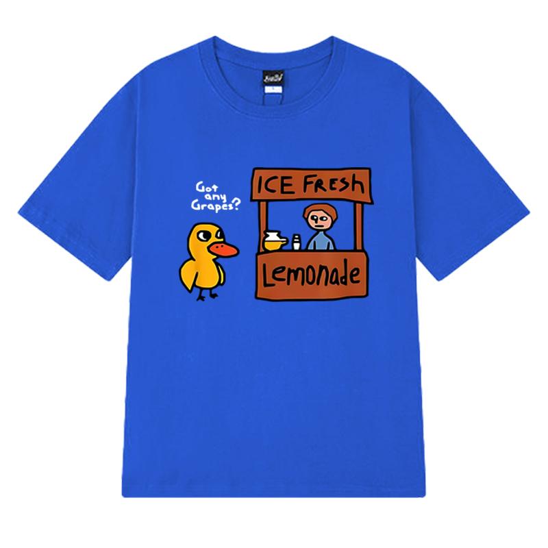 Summer Funy Cute Duck Got Any Grapes T Shirt Men Women Harajuku Harajuku Short Sleeve T-shirts Unisex Oversized 100% Cotton Tops