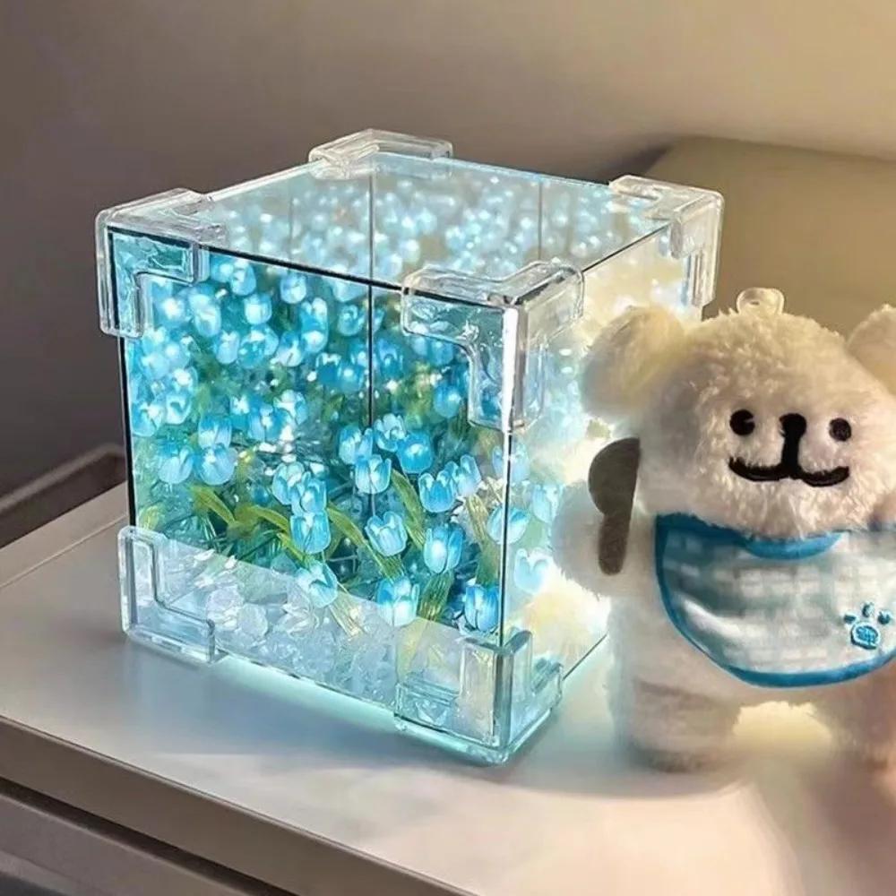 New Creative Diy Tulip Flower Sea Cube Three-Dimensional Small Night Lamp Material Package for Girlfriend Couple Girlfriends