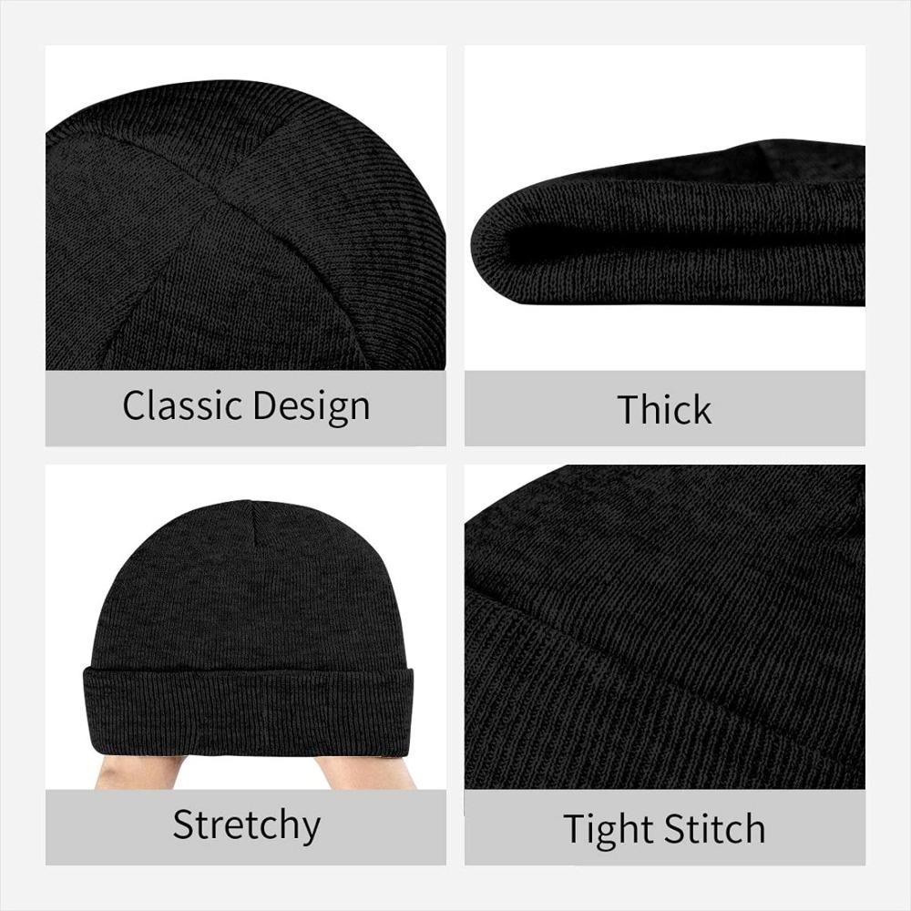 Winter Knit Hat Cap for Unisex Women, Hockey Mom Heart Daily Beanie Hat Unisex Warm Cuff Ski Skull Caps Black