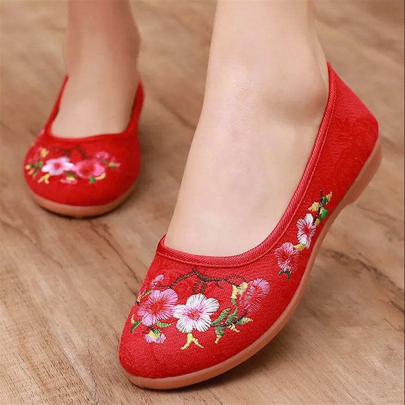  Sapatos Femininas Women Cute Sweet Light Weight Floral Dance Loafers Lady Fashion Comfort Canvas Flat Shoes A488
