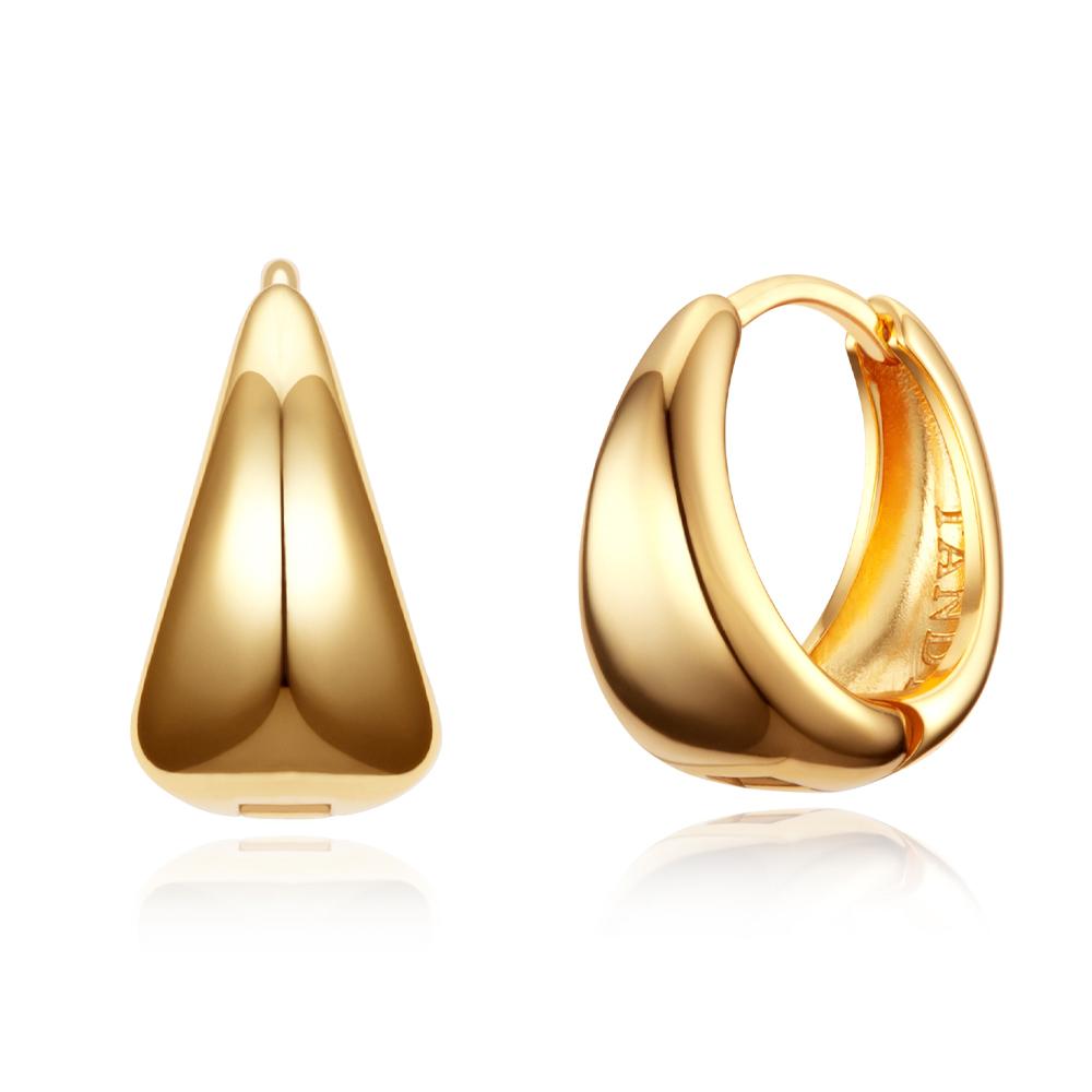 Tandy Silver 925 Bold Teardrop One-Touch Earrings Tde306 Gold