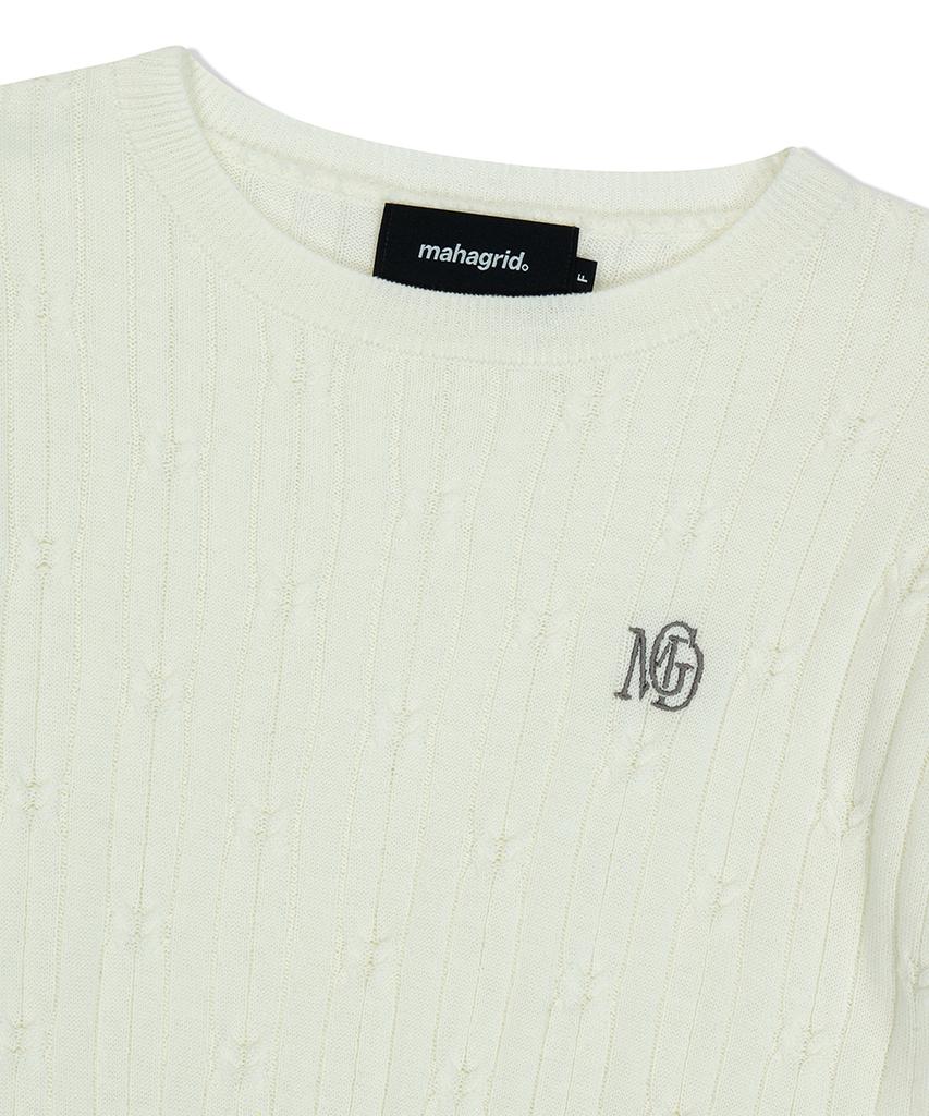 MAHAGRID Cable Half Sleeve Knit Ivory(Mg2Fmfk612A)