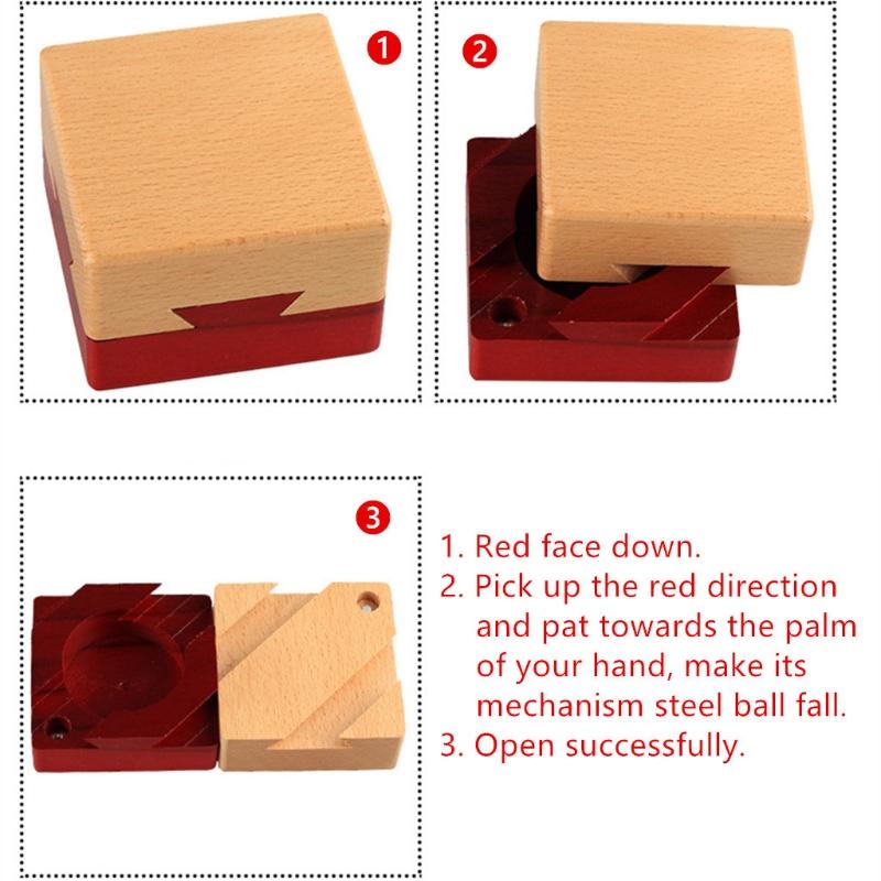 Wooden Magic Puzzle Box, Wood Secret Opening Puzzle Box Mysterious Box Gift for Kids Adults Surprise Brain Teaser