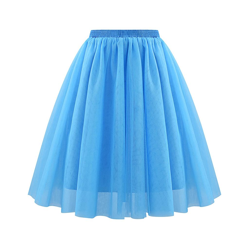 Women's Fashion Solid Color Half Skirt Party Ballet Puff Skirt Mesh Skirt