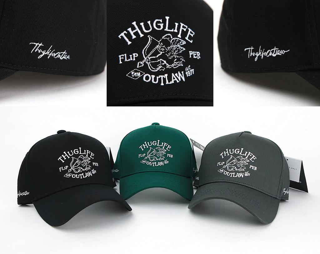 Flipper Thuglife Cupid Embroidered Logo Cotton 5 Panel Structured Baseball Cap Curved Bill Ballcap Snapback Hat (Medium ~ Large, Dark Green) Flipper Thuglife Cupid Embroidered Logo Cotton 5 Panel Structured
