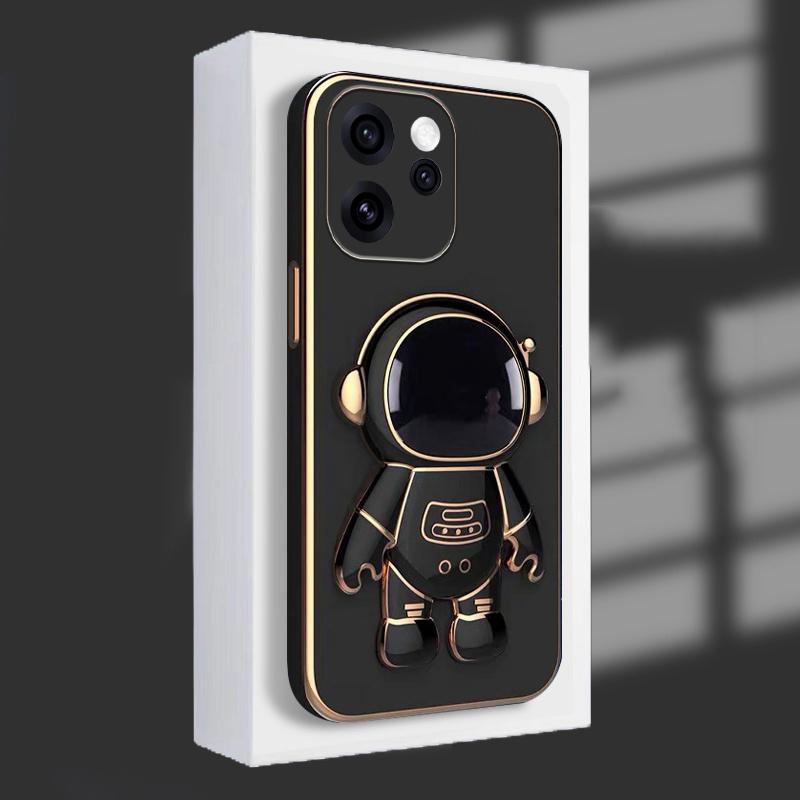 For OPPO Reno 15 Pro 15F Case Shining Astronaut Spaceman Bracket Holder Design Soft Plating For OPPO Reno 15F 15 Pro Back Cover