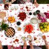Cherry Party Decorations,Cherry Bow Birthday Banner Cherry Disposable Tablecloth Tattoo Stickers Fan-Shaped Cherry Bow Paper Plates with Napkin Sets