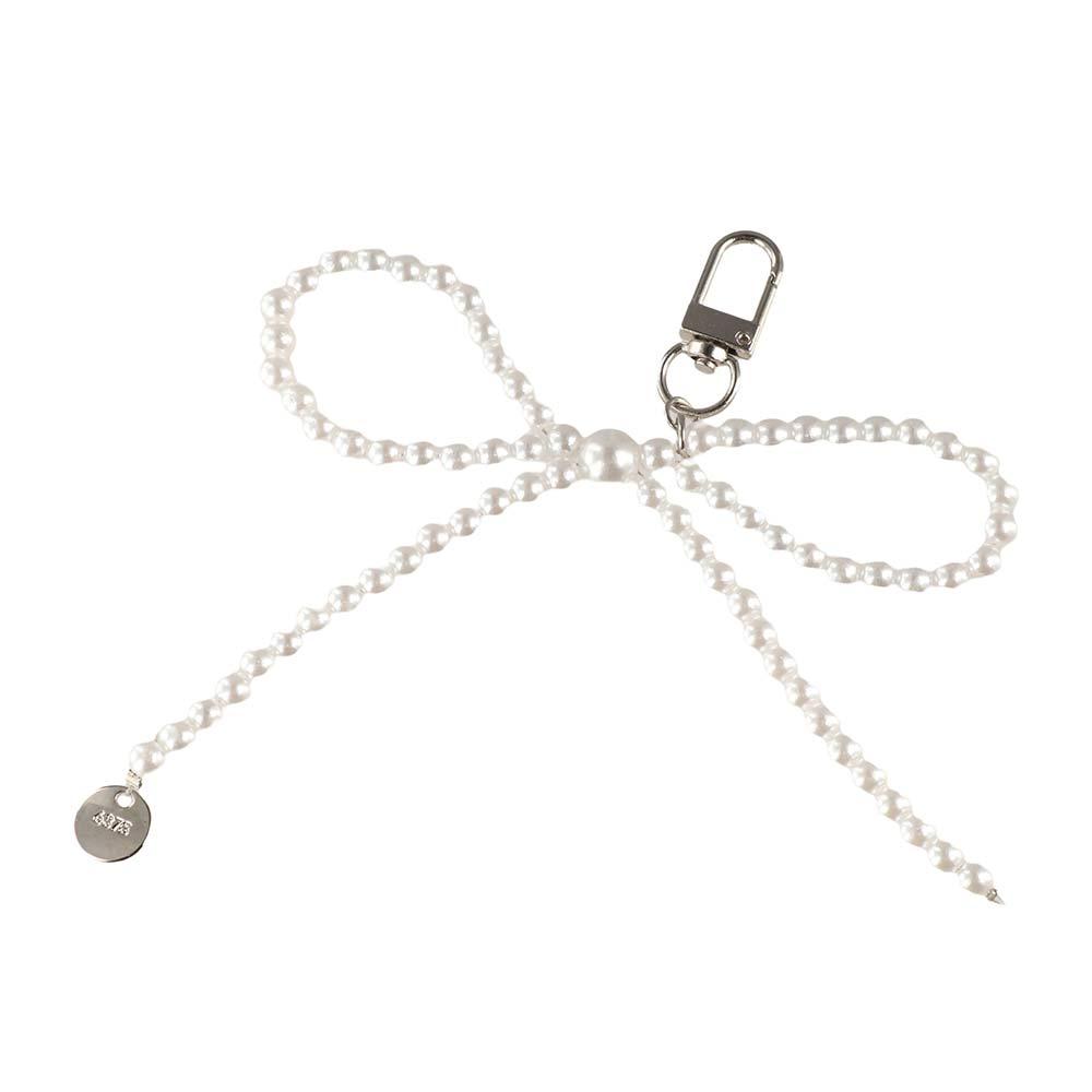 

Phone Charms Pearl Phone Pendant Sweet Girls Phone Strap Lanyard Bow Phone Chains Phone Case білий
