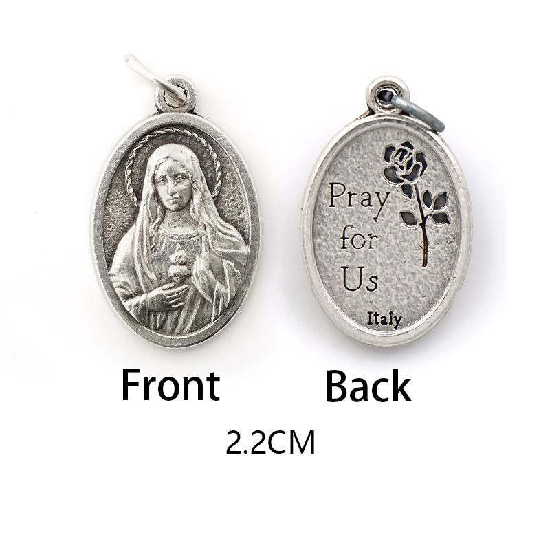 Breloques métalliques réversibles pour colliers, bracelets, accessoires de bricolage, grande médaille ovale de saint pour tout type de chaîne ou de collier, bijoux chrétiens