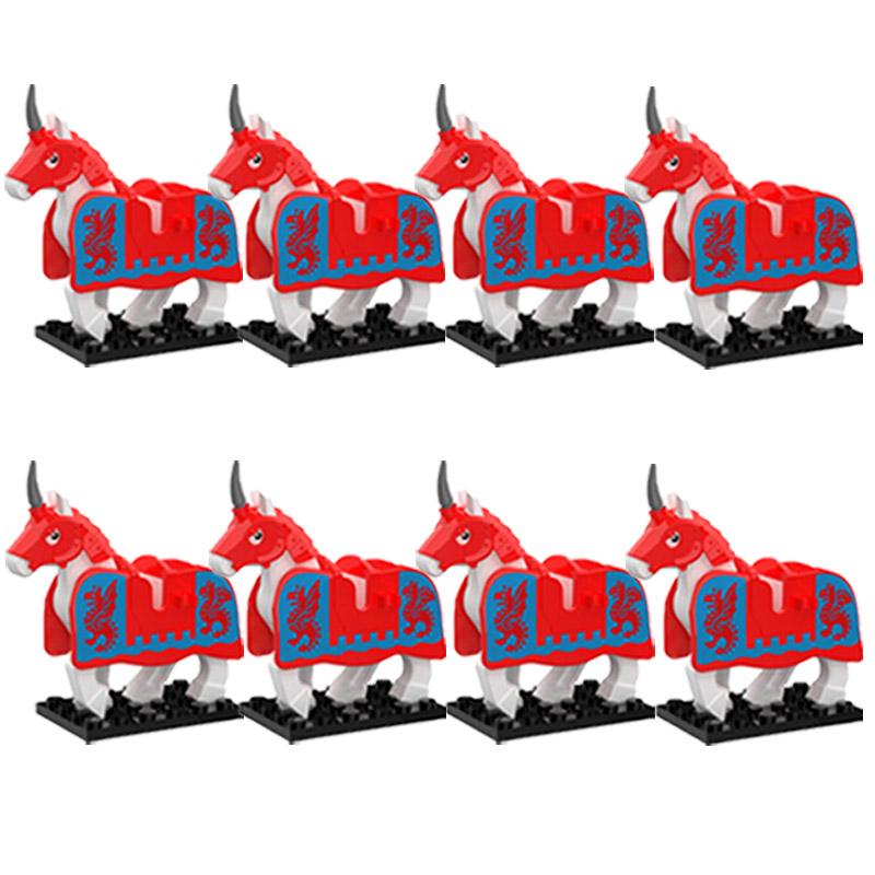 MOC Medieval Military Building Blocks Cavalry Regiment Knight Horse Animal Accessories Set Mini Bricks Buy Goods Boy Toy Gift