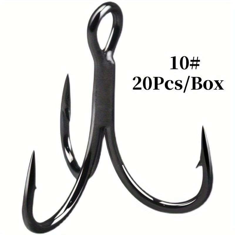 

20pcs/Box 5 Times Enhanced Super Strength Black Steel Three Hook, Anchor Hook Lure Fishing with Hooks 10# 20Pcs