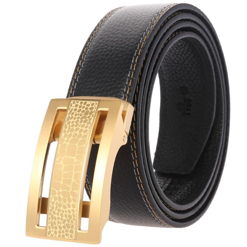 Stainless steel buckle belt - men s top grain leather dress belt 120