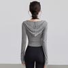 Autumn hooded yoga clothes slim and thin yoga sports tops tight training long sleeves fitness clothes