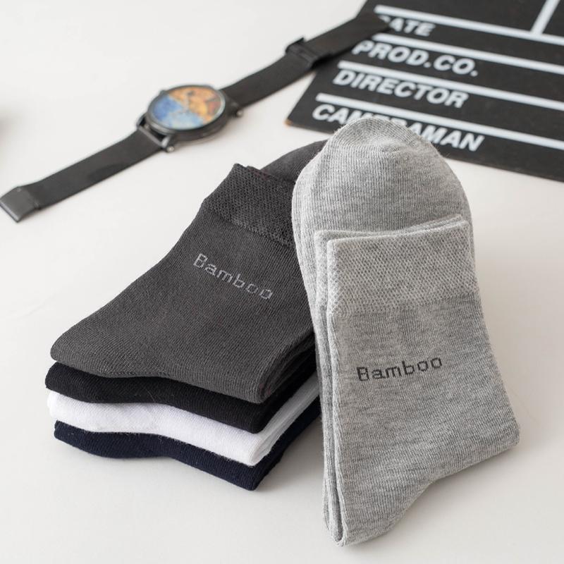 10Pairs/lot Men Bamboo Fiber Socks Casual Black White Business Anti-Bacterial Breatheable Male Sock High Quality Size 38-45
