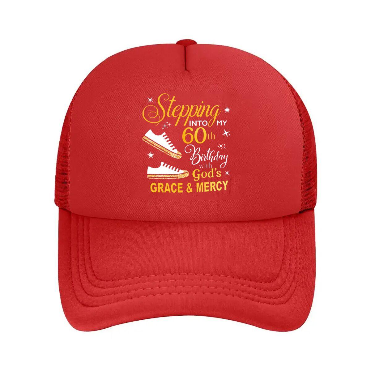 th Birthday Glitter Shoes Gods Grace Mercy Mesh Baseball Cap Hip Hop Adjustable