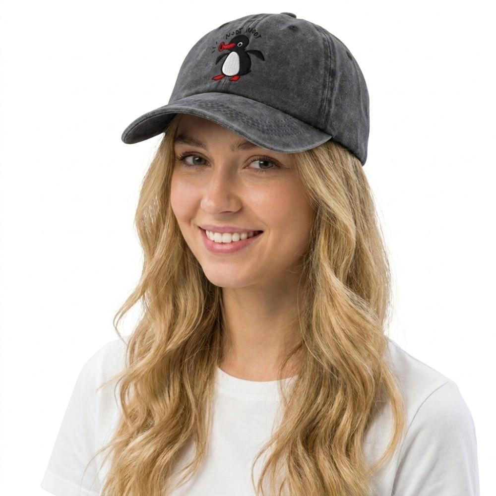 Fashion Adjustable Washed Baseball Caps Lovely Penguin Sun Protection Sun Hat Breathable Penguin Cap Sports