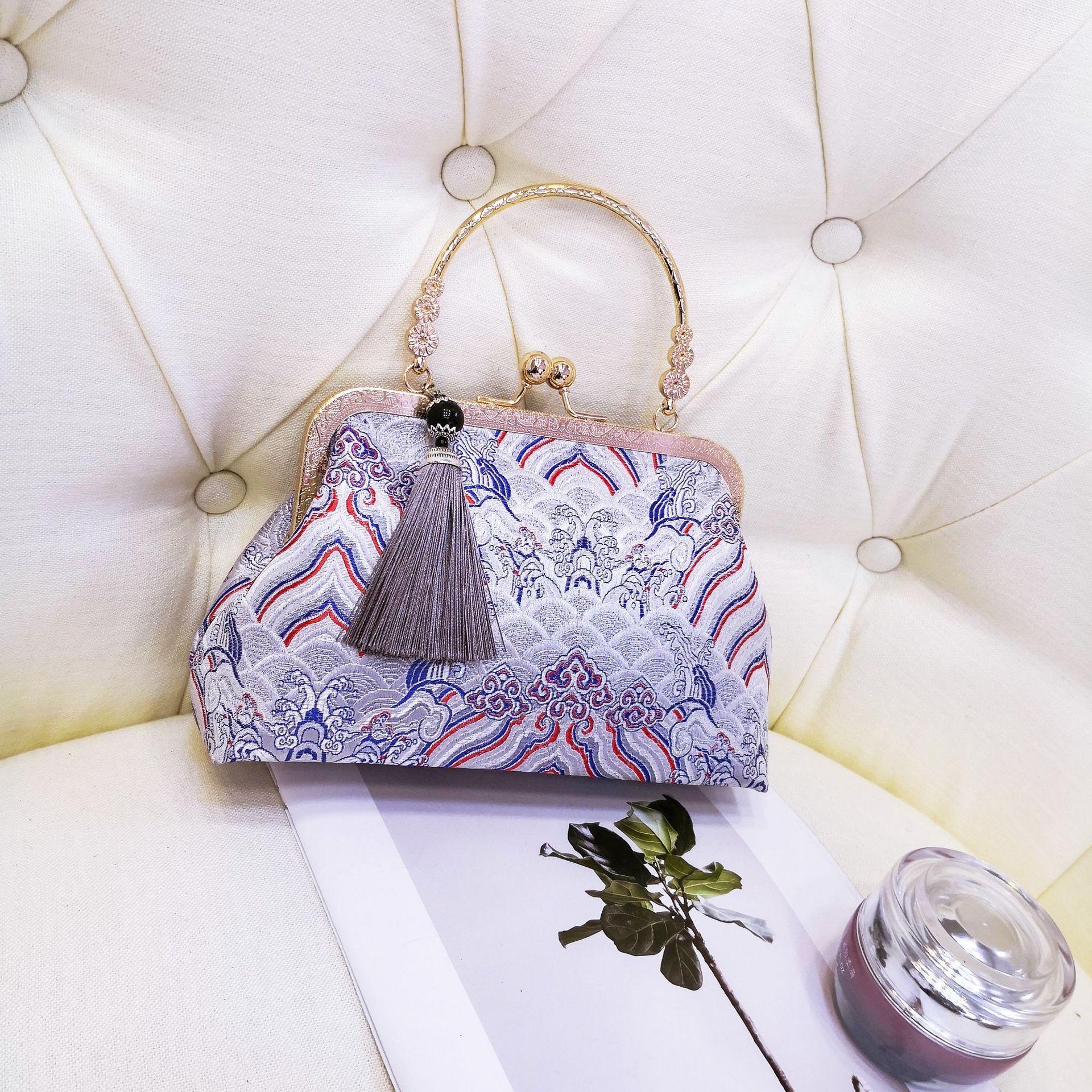 

Модная шелковая сумка-тоут через плечо с цепочкой женская сумочка с вышивкой китайский ципао женские сумки клатч кошелек