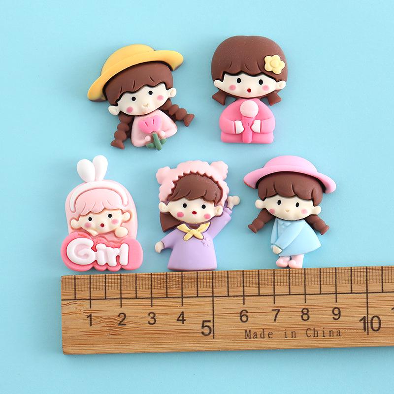 Large Cartoon Girl Resin Accessories for DIY: Phone Case, Hair Clip, Cup, Car Decoration, Storage Box Materials.