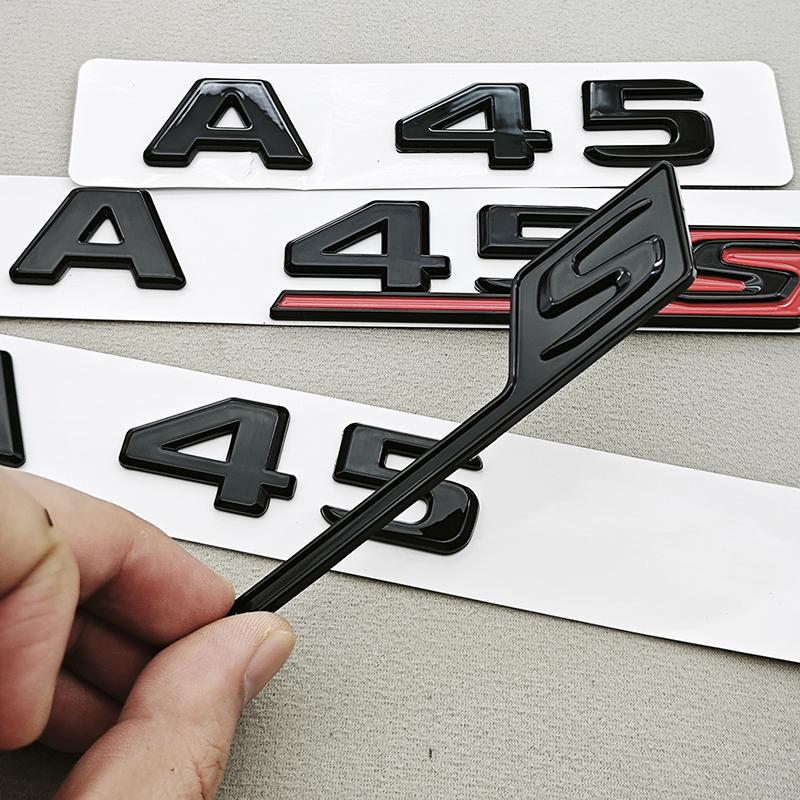 3D ABS Car Letters A45S A45 Logo Rear Trunk Badge Emblem Decals For Mercedes Benz AMG A45 A45S Car Sticker Auto Accessories