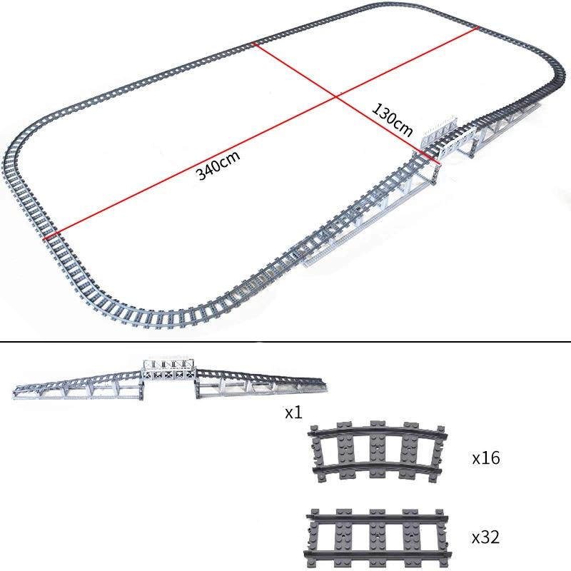 Compatible With LEGO MOC Railroad Bridge Train Track Combination Scene Building Blocks DIY Cross Track Bricks Toys Rail Car