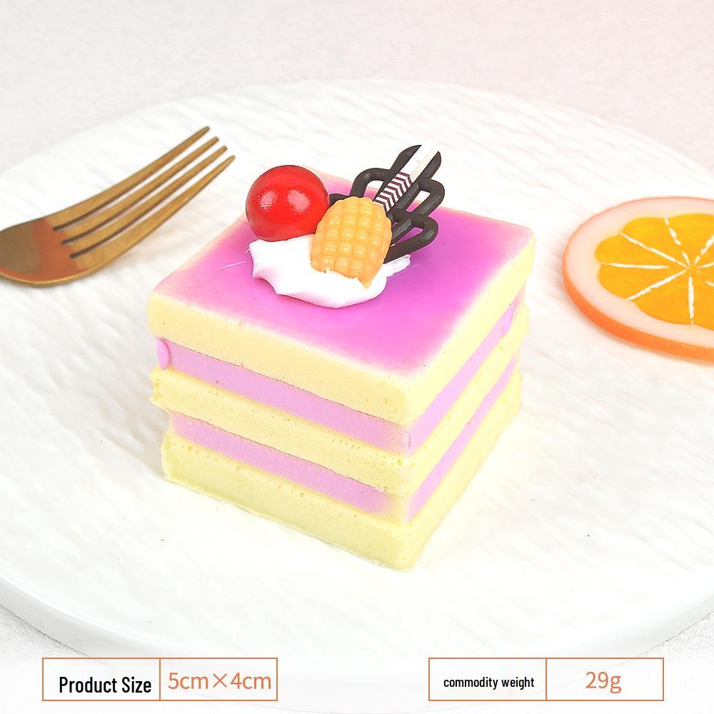 Simulated Cake Model Fridge Magnet: Soft PU Fake Cream with Fruit Display