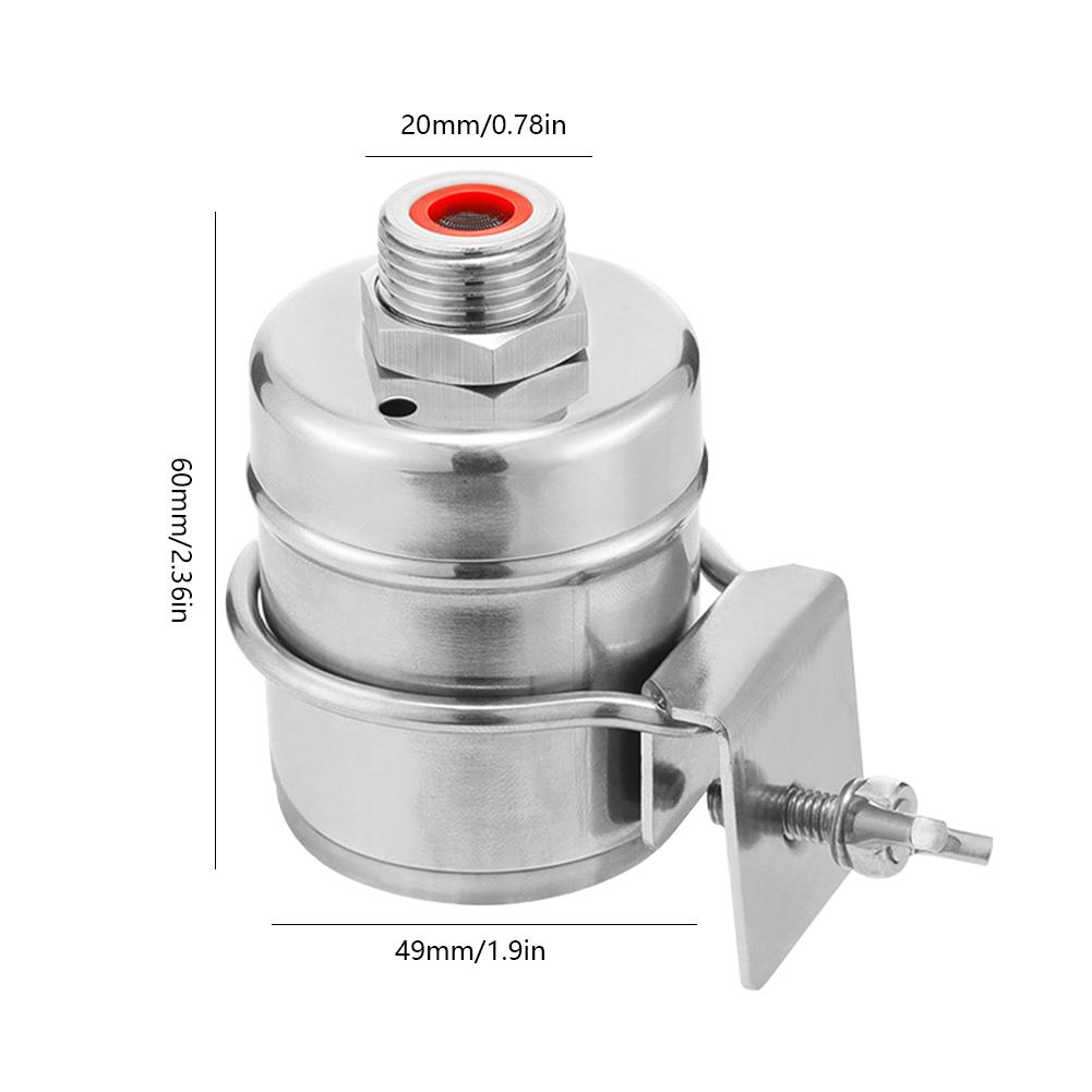 Füllventil aus Edelstahl 304, vollautomatisch, 1/2 Zoll Wasserstandsregelung, Schwimmerventil, Anti-Bump Mini für Wassertanks
