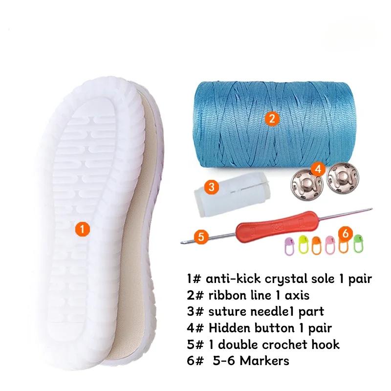 1 Set Hand-woven Hollow Line Hook Sole Kids Adult Roman Sandals Crystal Bottom Hooks Sandals Crocheted Diy Hand-knitted Material