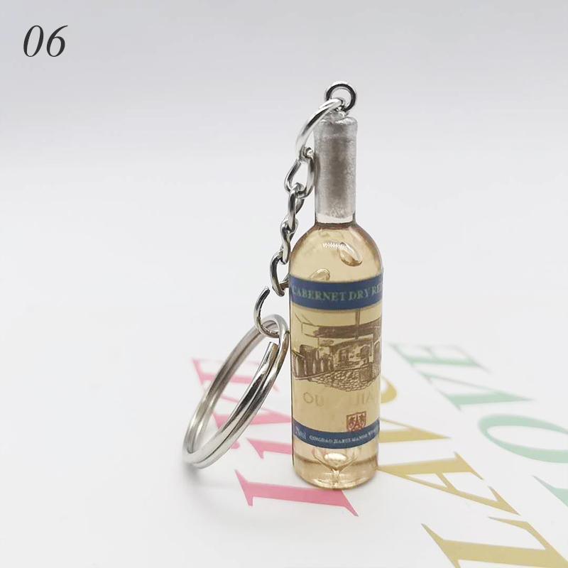 1PC Cute Novelty Pendant Accessions Car Bag Keyring Assorted Color Resin Beer Wine Bottle Keychain