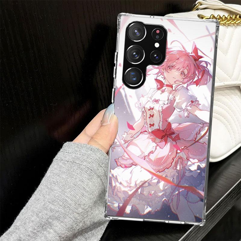 Madoka Magica Anime Case for Samsung Galaxy S25 S24 S23 S22 Ultra Soft Phone Cover S25 Edge S21 Plus S20 FE S10 + Black Cover