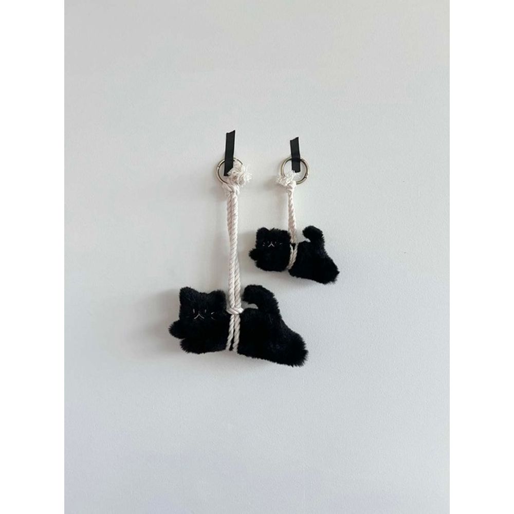 ab fab Lucky cat_Avoiding pollack cat keychain_Ornament_Black