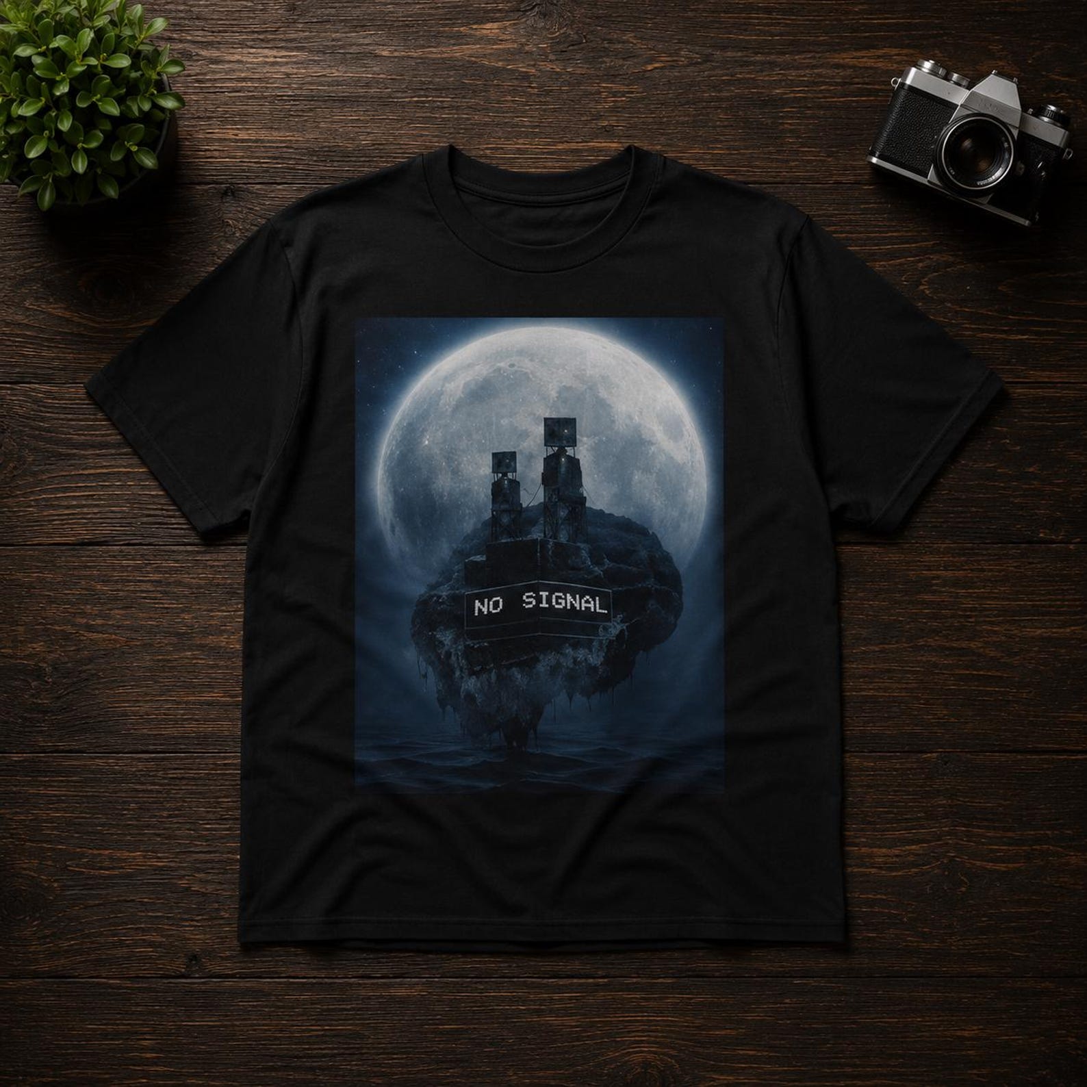 No Signal Moon Graphic T-Shirt Gothic Horror Tee Halloween Shirt Dark Aesthetic Shirt Cemetery Graphic Tee Unisex Streetwear Gift 4XL