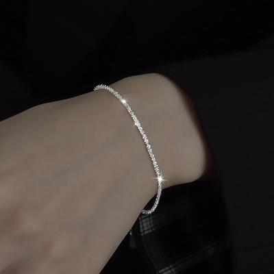 2023 New Silver Colour Sparkling Gypsophila Adjustable Bracelet & Bangle For Women Fine Fashion Jewelry Wedding Party Gift