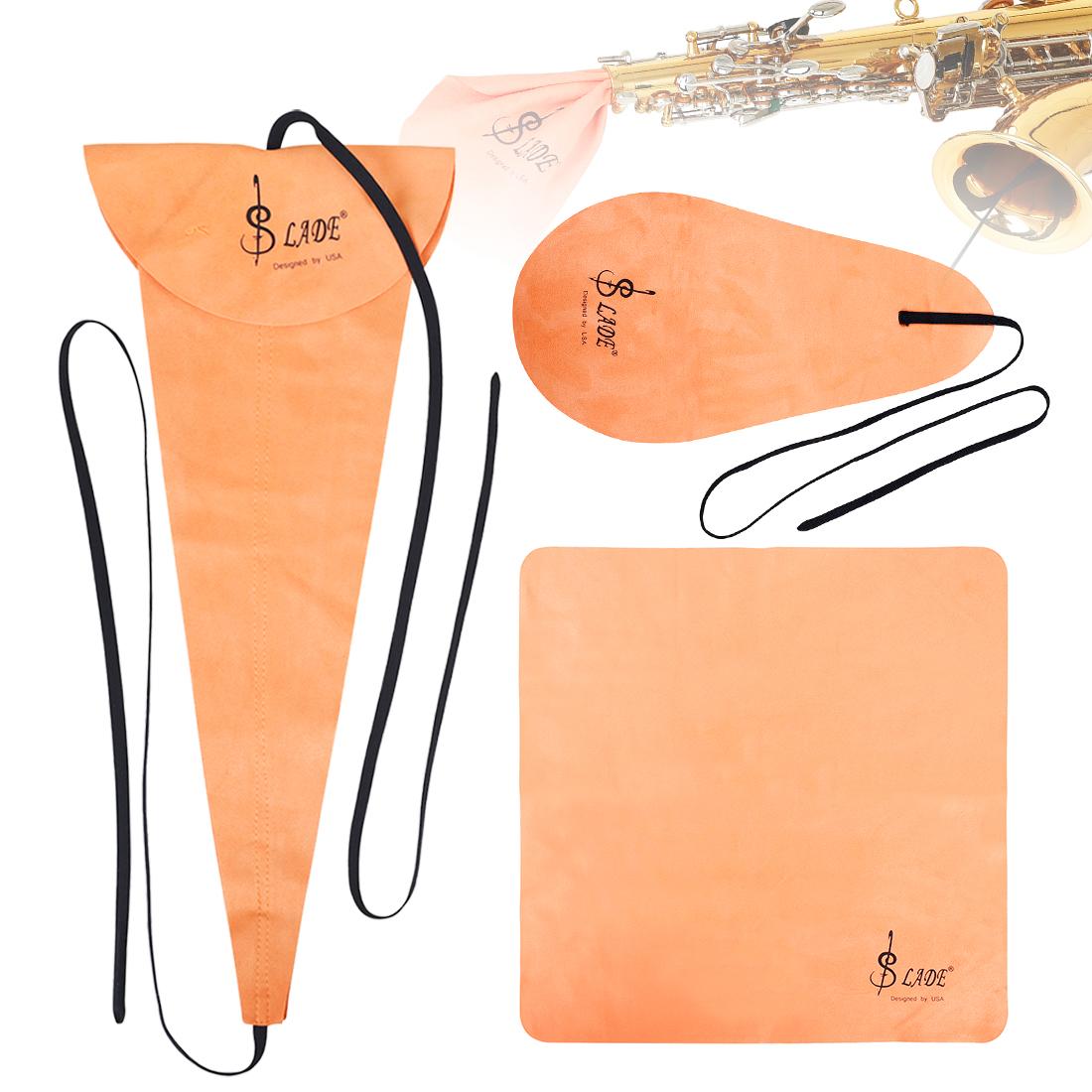 3Pcs Cotton Saxophone Inner Cleaning Cloth Kit, for Saxophone Clarinet Flute Trumpet, Super Absorbent Long Oval Square Cleaning Cloths