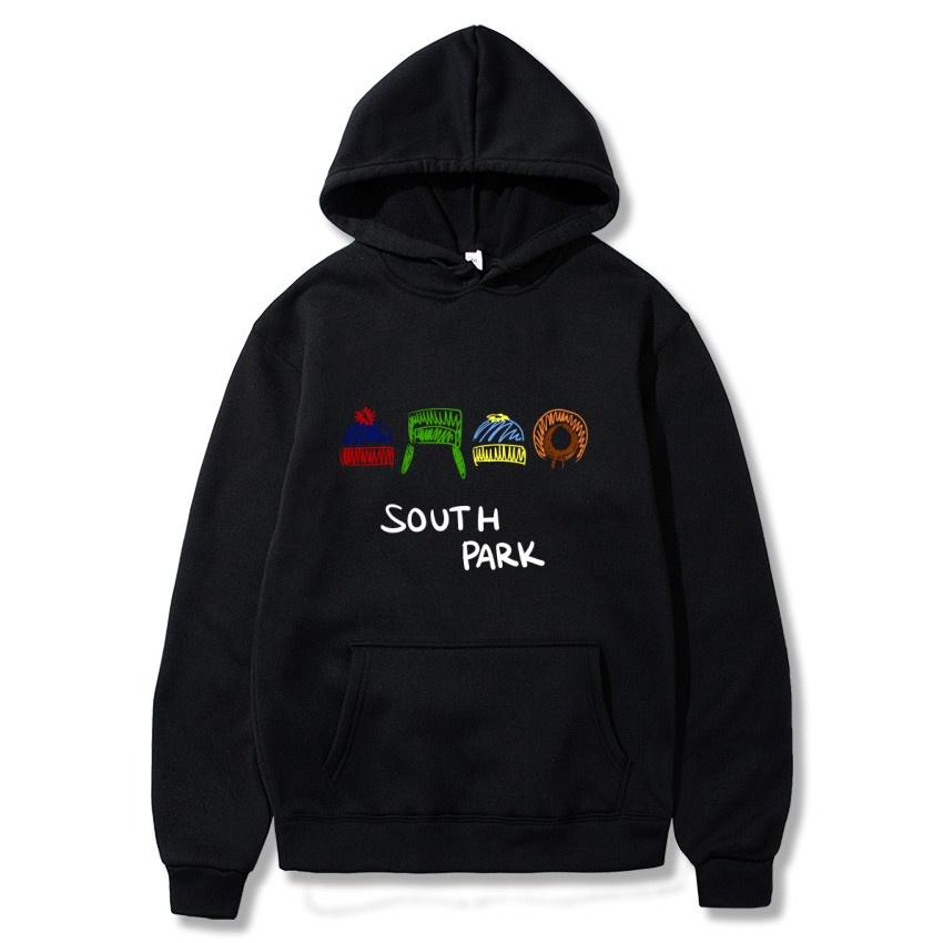 South Park Anime Pattern Hoodie Fashion Warm Coat Men's Autumn and Winter Season Hoodie Street Black Long Sleeve Hoodie