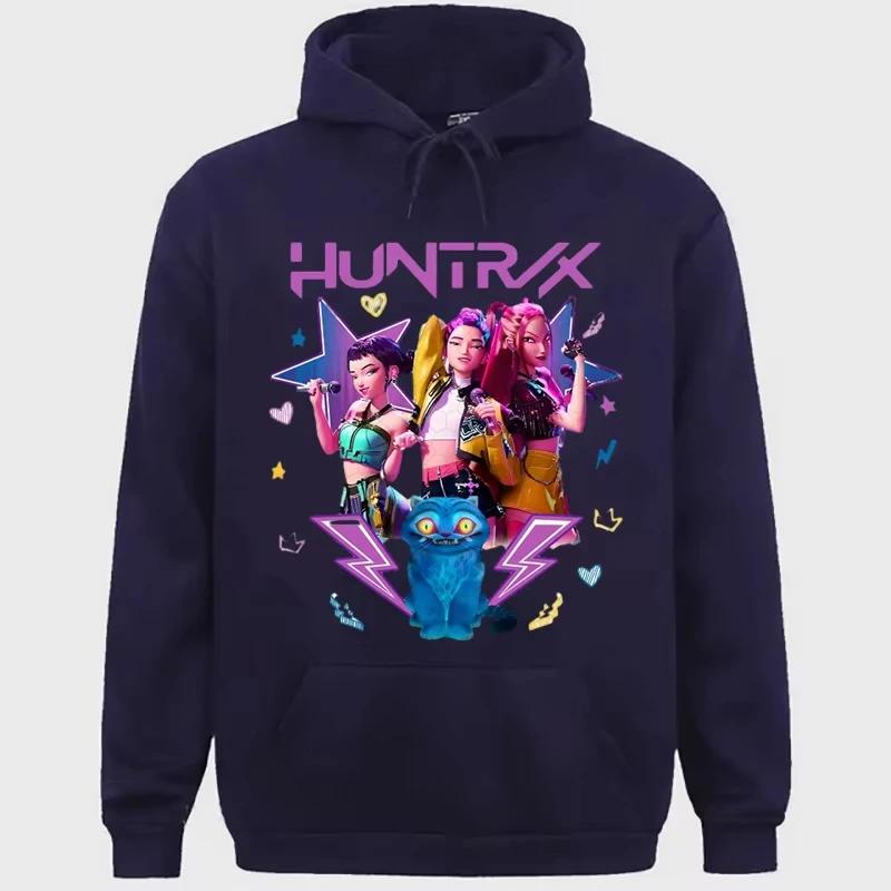 KPop Demon Hunters Huntrix Hoodie Women Harajuku Fashion Long Sleeve Casual Loose Cartoon Cute Print Hoodie