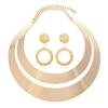 Metallic Geometric Necklace And Earring Set With Snake Chain For Boho Fashion Enthusiasts