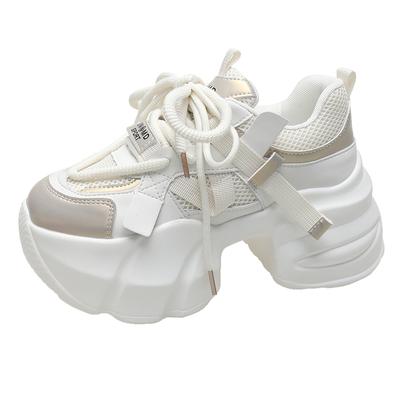 Baskets tendance 8 cm pour femmes, chaussures de sport à plateforme haute, décontractées et épaisses, style printemps