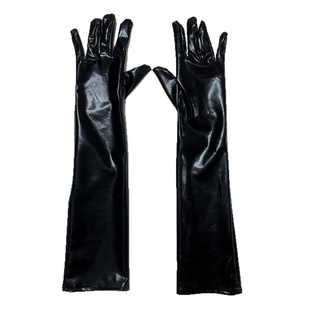 Solid Color Long Gloves Hip Hop Etiquette Mittens Fashion Patent Leather Gloves Photography Props
