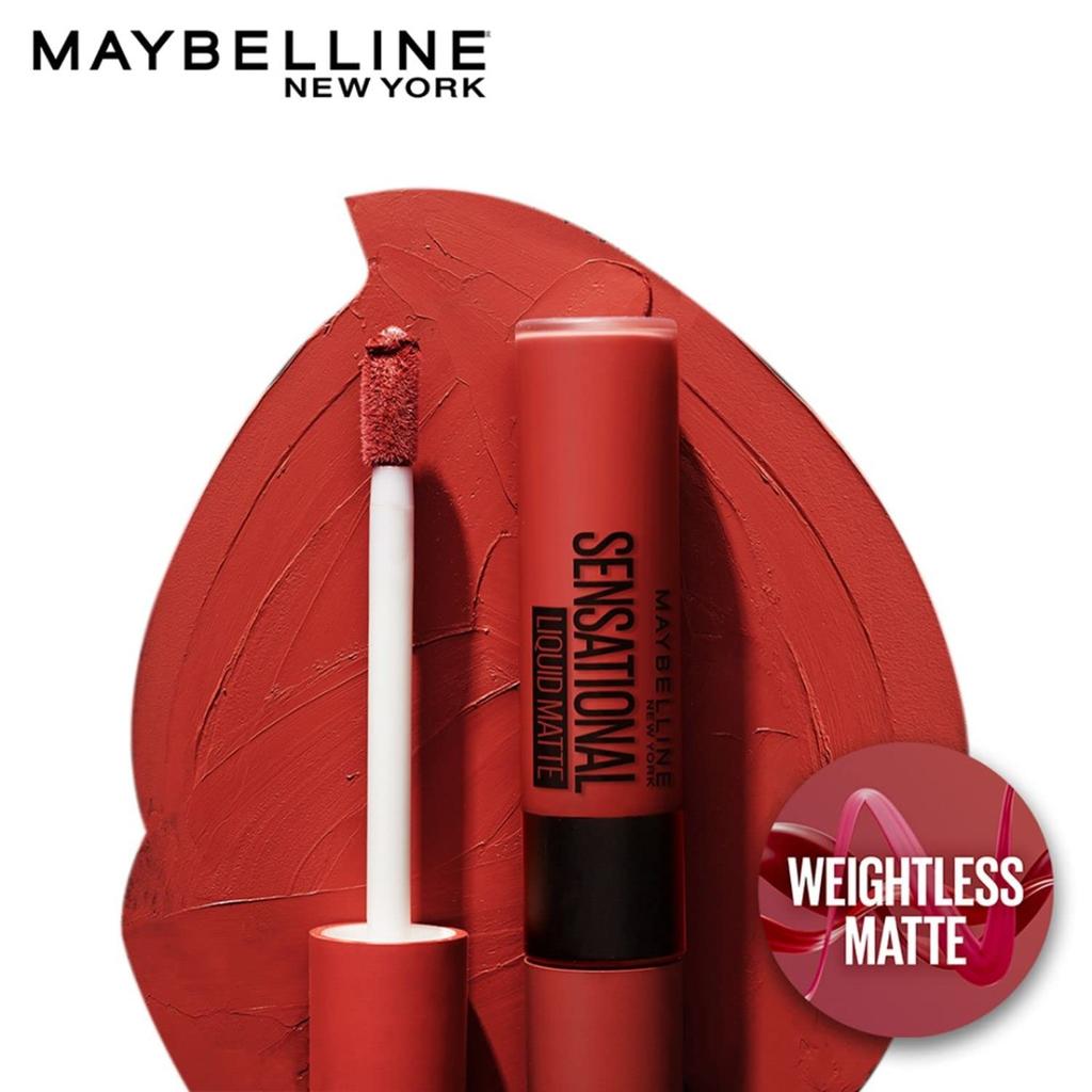 Maybelline New York Sensational Liquid Matte Lipstick 12 More Than Red 7ml Pack Of 1 Intense Non-Sticky Long Lasting Color