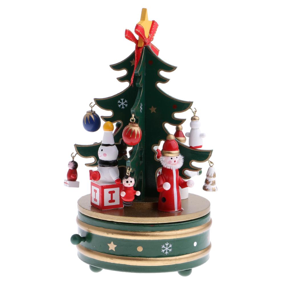 Music Box Wooden Clockwork Christmas Decoration Ornaments Crafts Gifts Unique