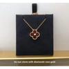 Women's Four-leaf Clover Necklace Single Flower White Mother-of-pearl Red Agate Pendant Clavicle Chain