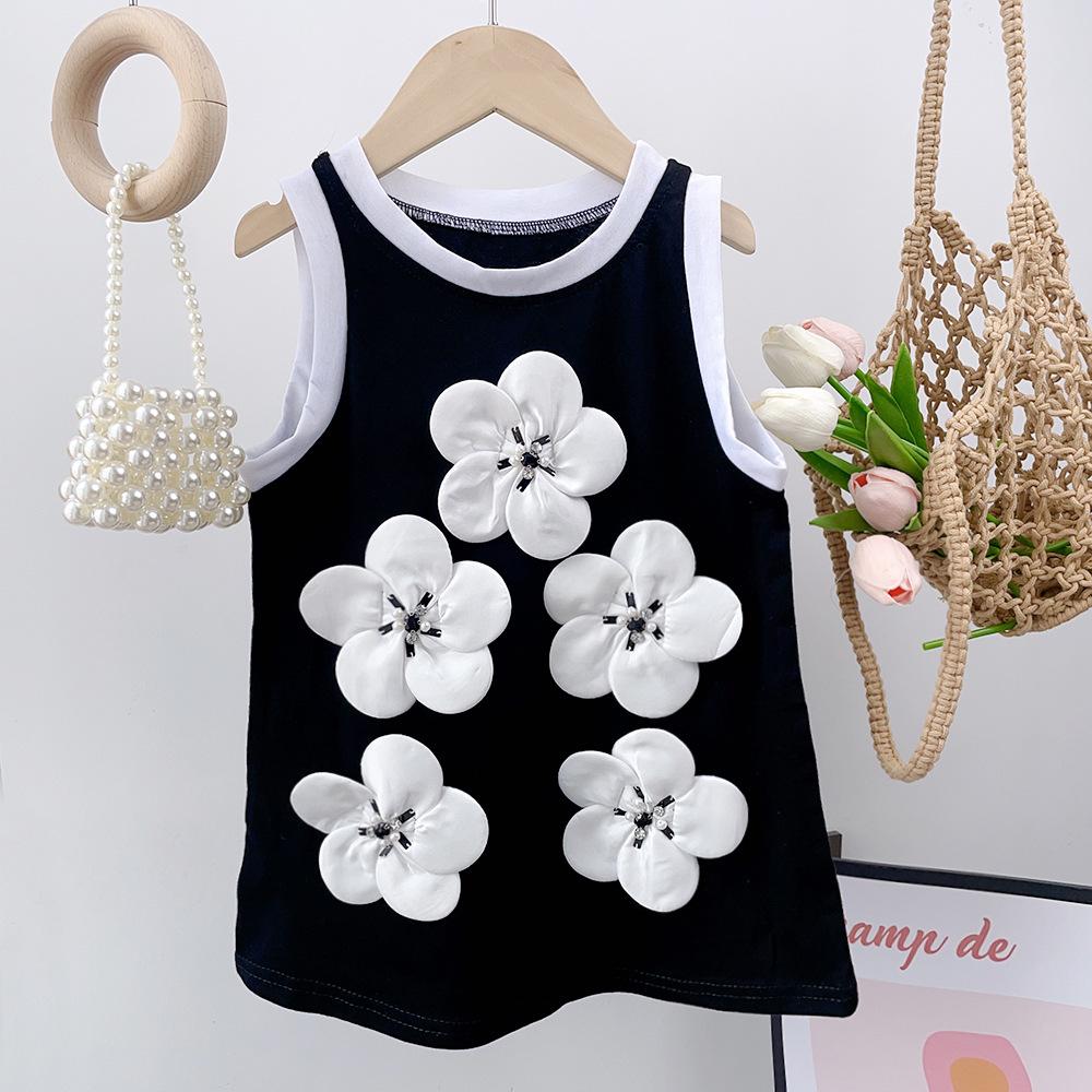 Girls Summer Hepburn Sleeveless Floral Princess Dress A Line Vest Dress for Kids Baby 90cm чёрный