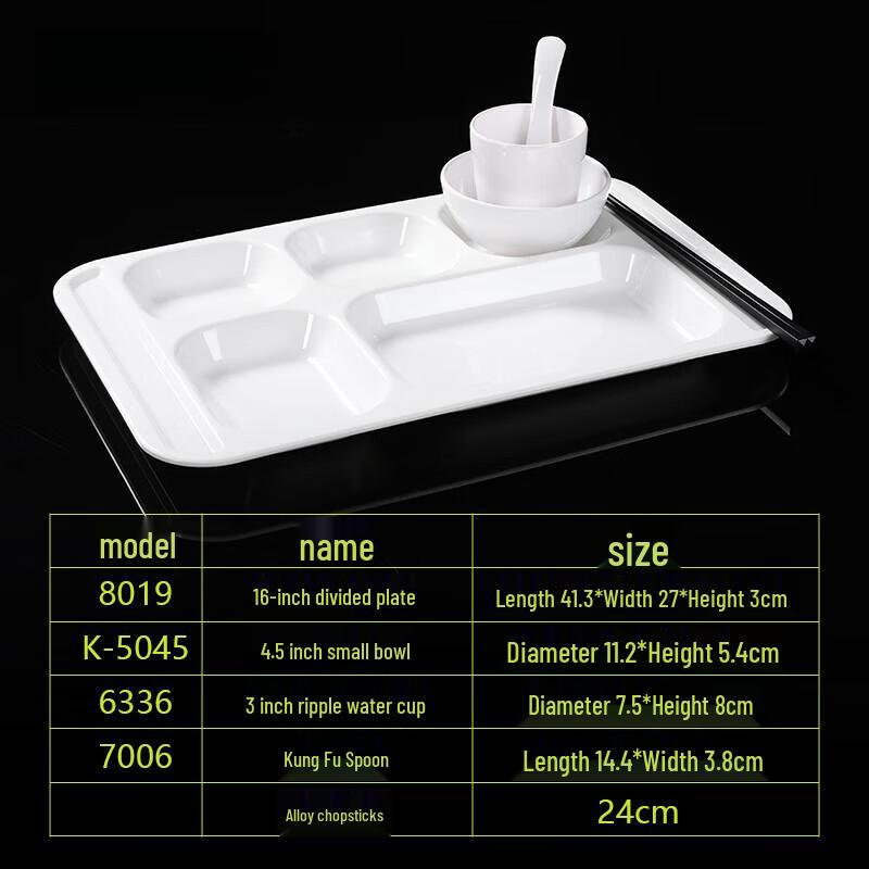 A5 Melamine 5-Compartment Divided Meal Tray