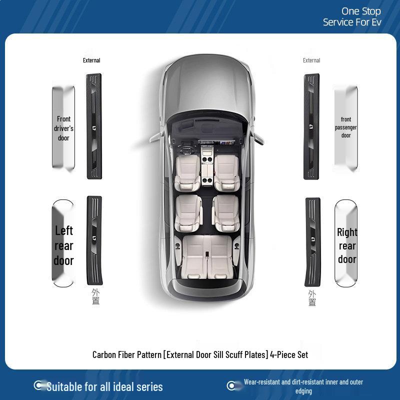 Li Auto L6/L7/L8/L9/i6/i8 Stainless Steel Welcome Pedal Scuff Plate Accessories Collection For Li Auto L7 2024-25