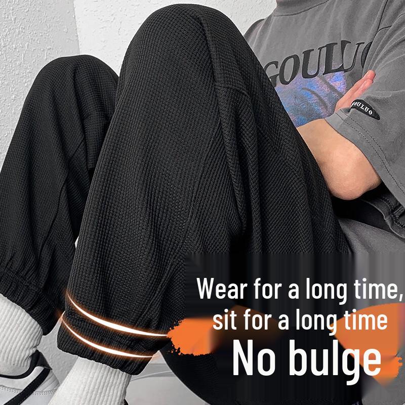 Zhenweis Men's Winter Fleece-Lined Heavyweight Waffle Knit Tapered Jogger Pants