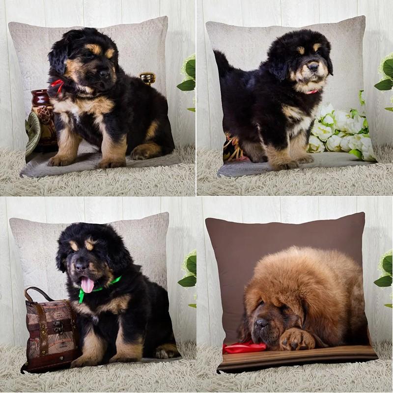 Niedliches Tibet Mastiff Welpen Muster Kissenbezug Muster Kissenbezug Geeignet für Sofa Schlafzimmer Auto Kissenbezug