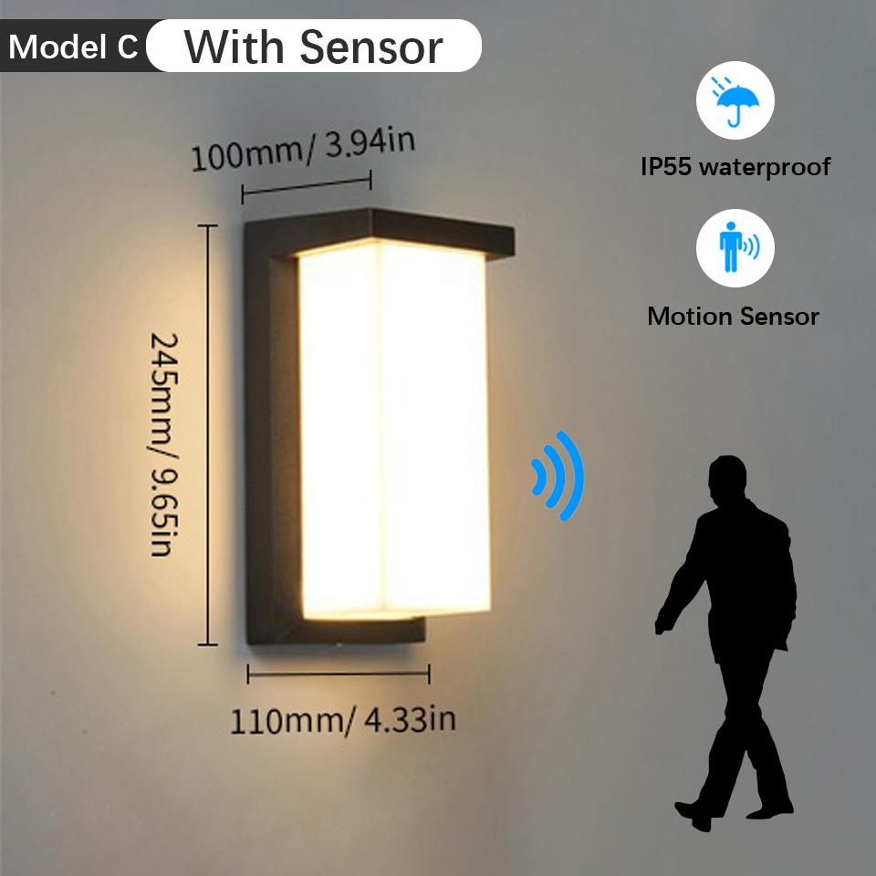 Outdoor LED Wall Lamp Motion Sensor Waterproof AC85-265V 16/30W Wall Lamp Outside Garden Porch Balcony Stairs Led Light For Room