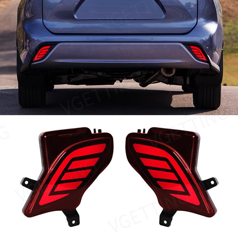 For Toyota Highlander    Car LED Rear Bumper Light Reflector Dynamic Turn Signal Light Fog Brake Lamp Waterproof 12V Red Style C